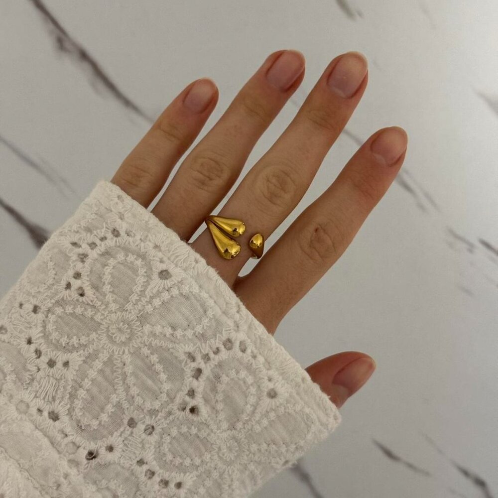 sku:0153 Casual Gold Women Fashion Statement Ring Stainless steel + gift bag - Picture 3 of 3